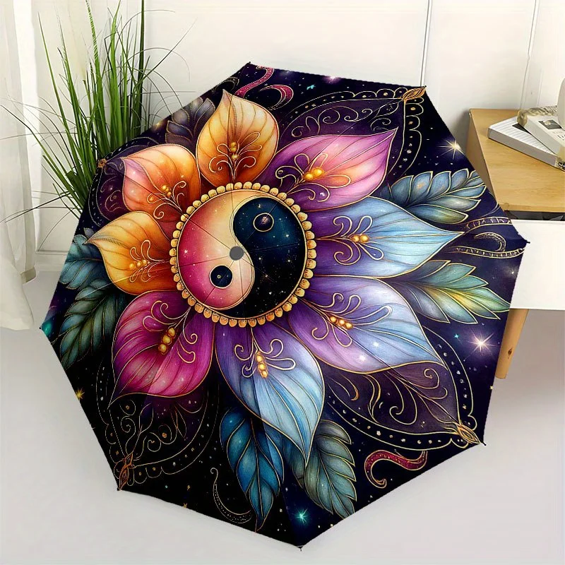 

Зонт с изображением мандалы Лотоса Инь-Ян - милый зонт с красивым дизайном, портативный компактный зонт-трость для мужчин