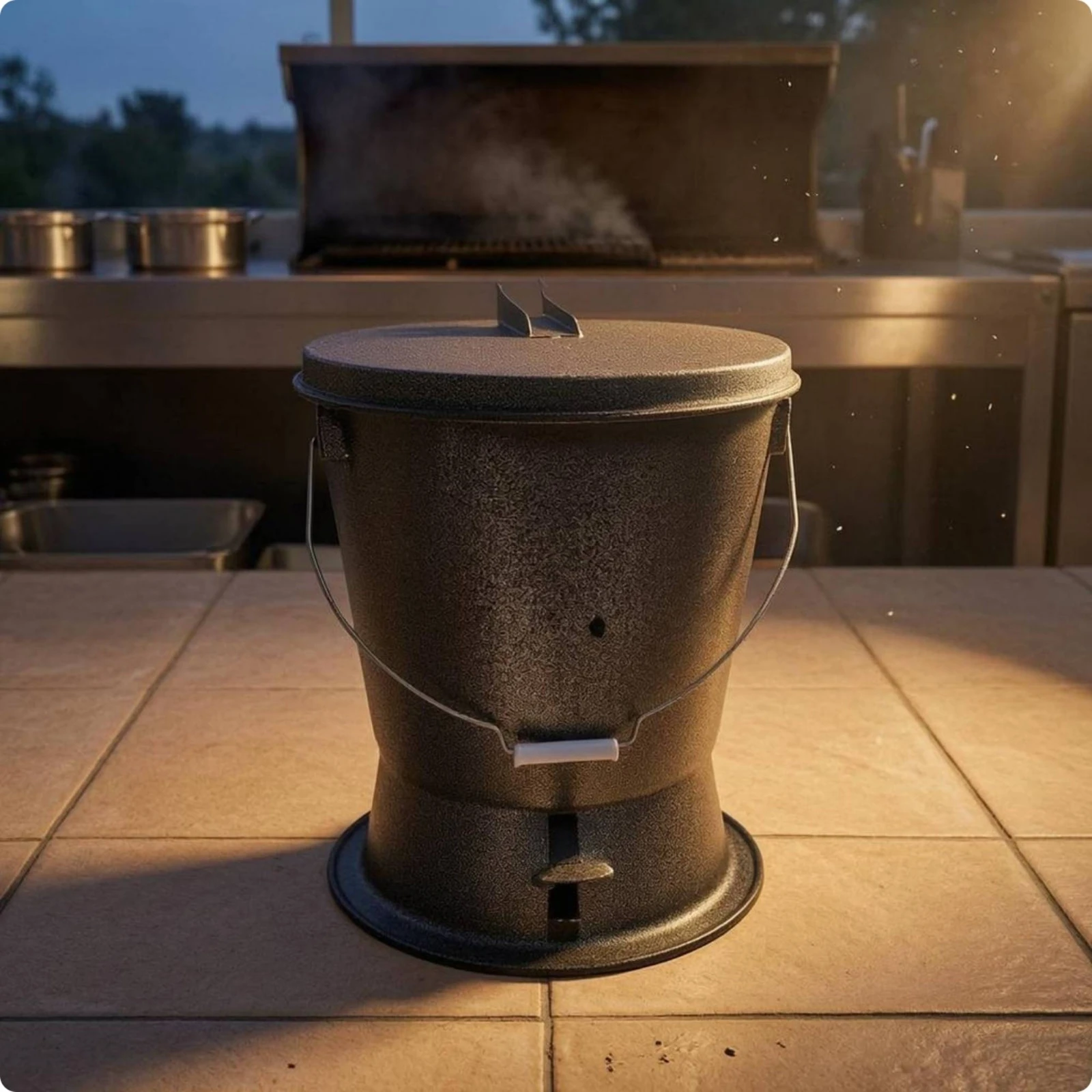 Charcoal Extinguishing Container Sealed Lid Airtight Charcoal Container Heavy Duty Easy to Carry for Catering Personnel