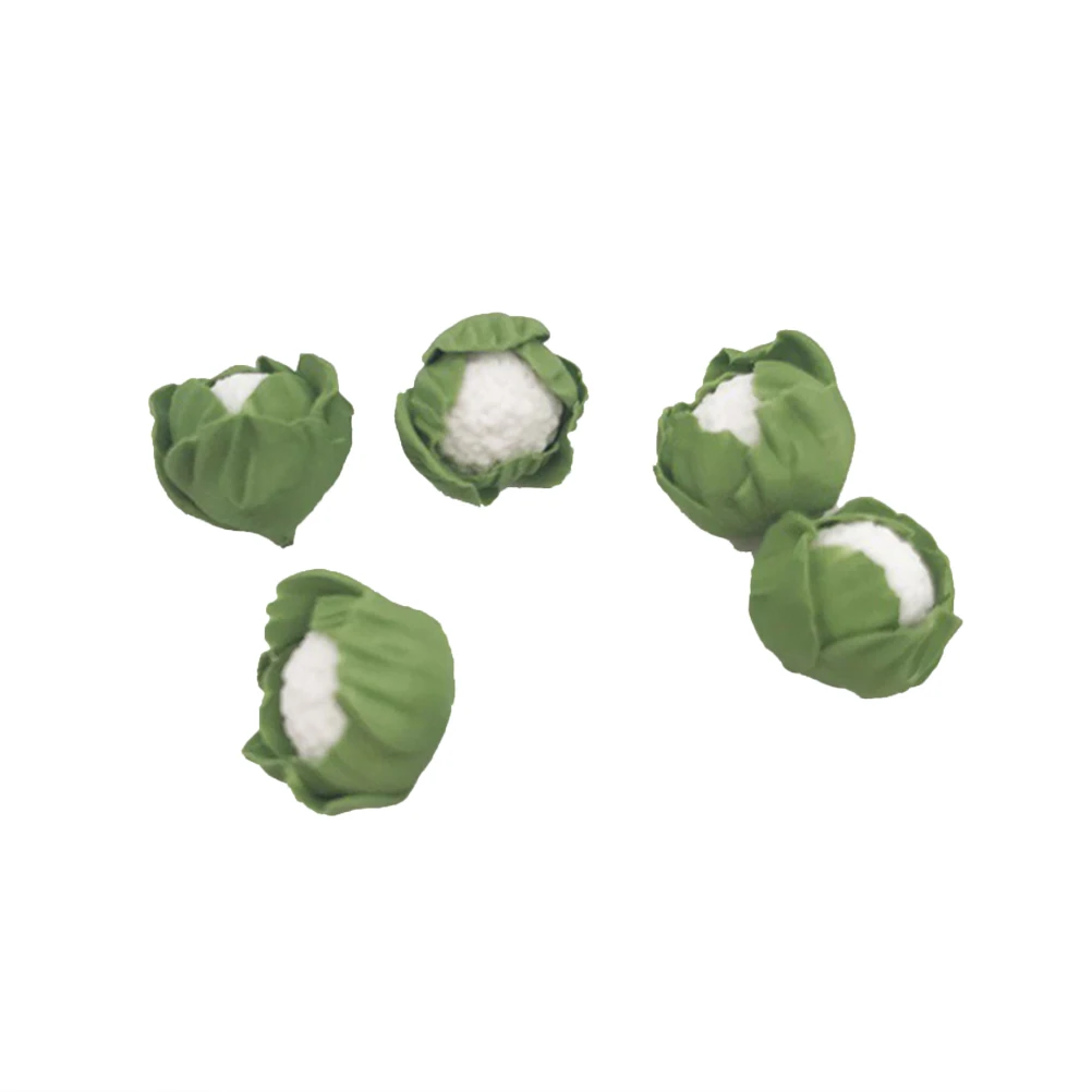 

5 Pcs Simulated Green Cabbage Clay Fake Cauliflower Mini Chinese Miniatures Simulation