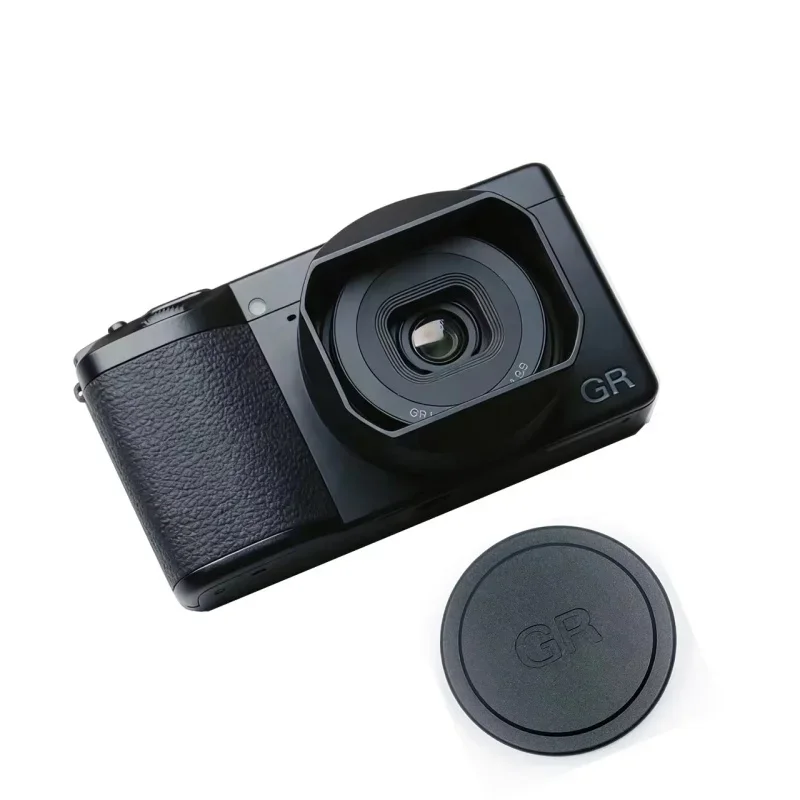 Aluminum Alloy Metal Square Lens Hood Shade with Lens Cap for Ricoh GR4 GRIV GR IV HDF Monochrome Anti-Glare Lens Shade