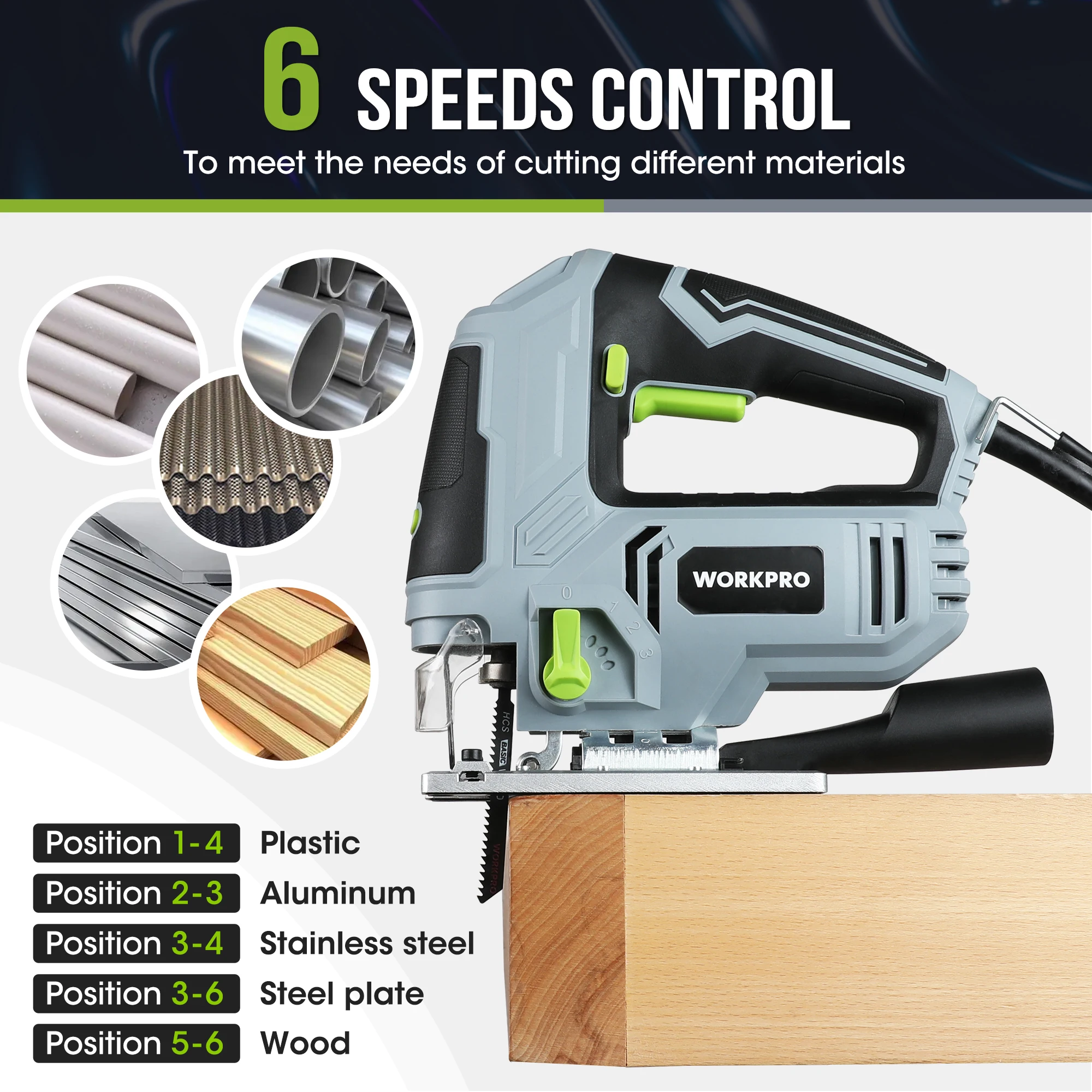 WORKPRO 850W Corded Jig Saw Portable Woodworking Power Tool Corded Electric Power Cutter for Wood Metal and Plastic