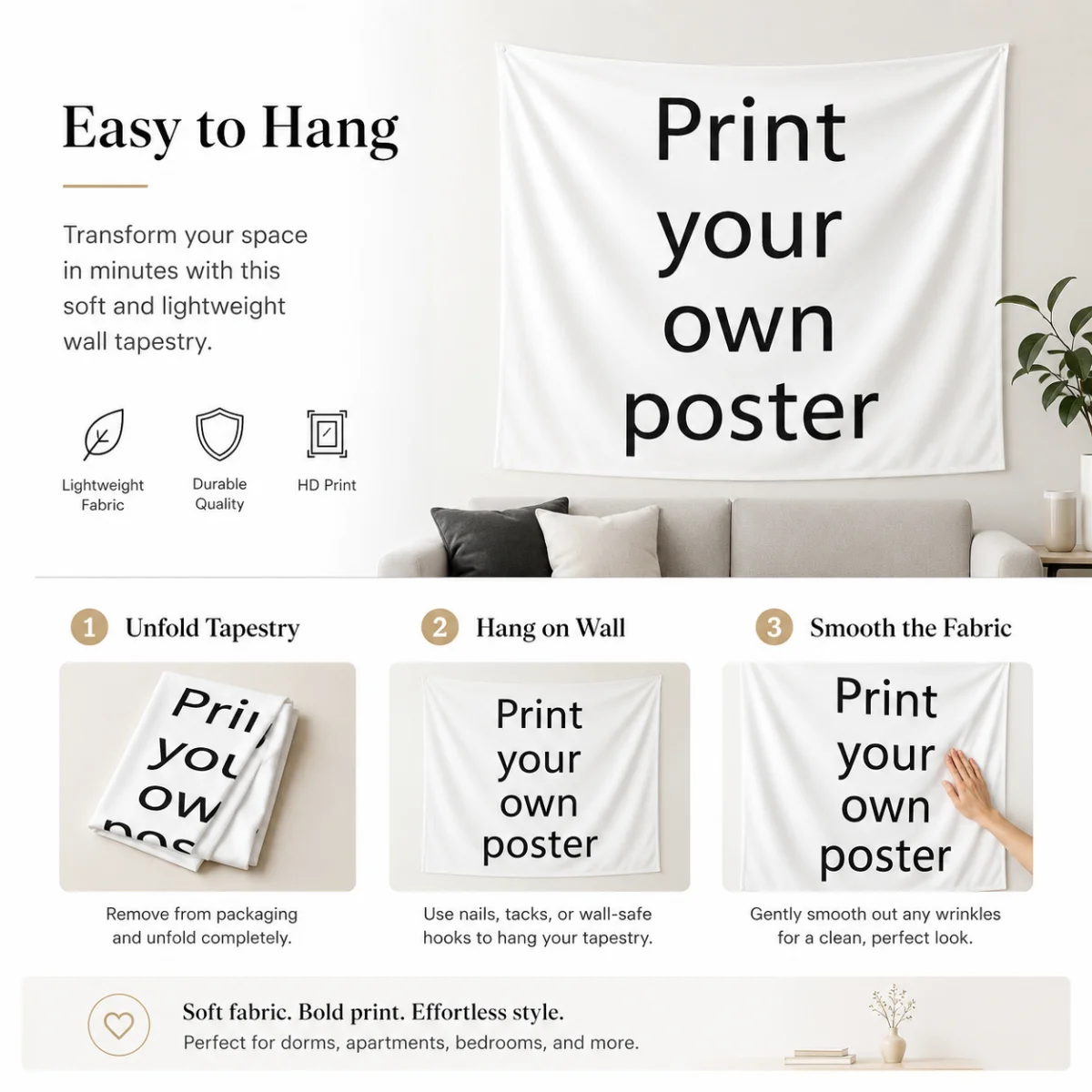 One customizable, personalized tapestry—suitable for various occasions, a unique home decor piece, available in multiple sizes.