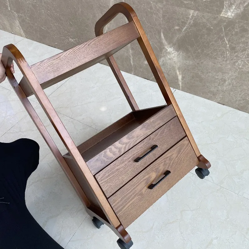 Beauty salon cart Solid wood High-end instrument Tool cart Mobile multi-function Simple and practical Storage rack with drawers