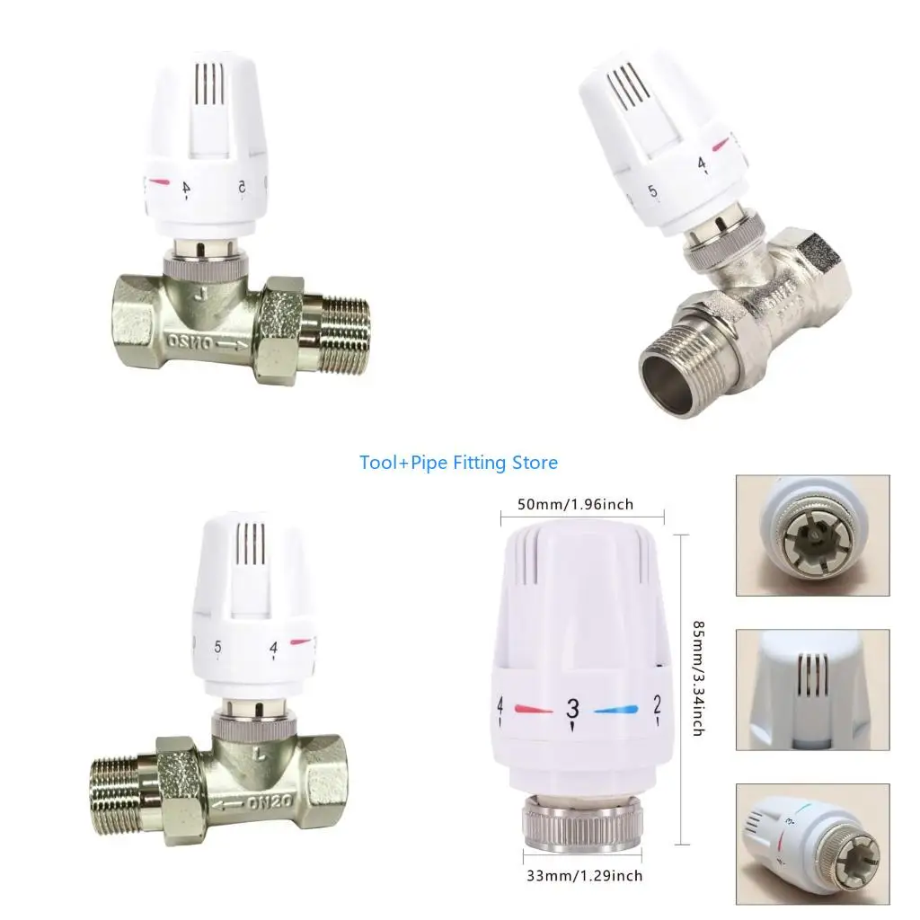 F92B 5 Level Adjustable Straight Thermostatic Valves Universals Fit For Vertical Radiators Central Heating Systems