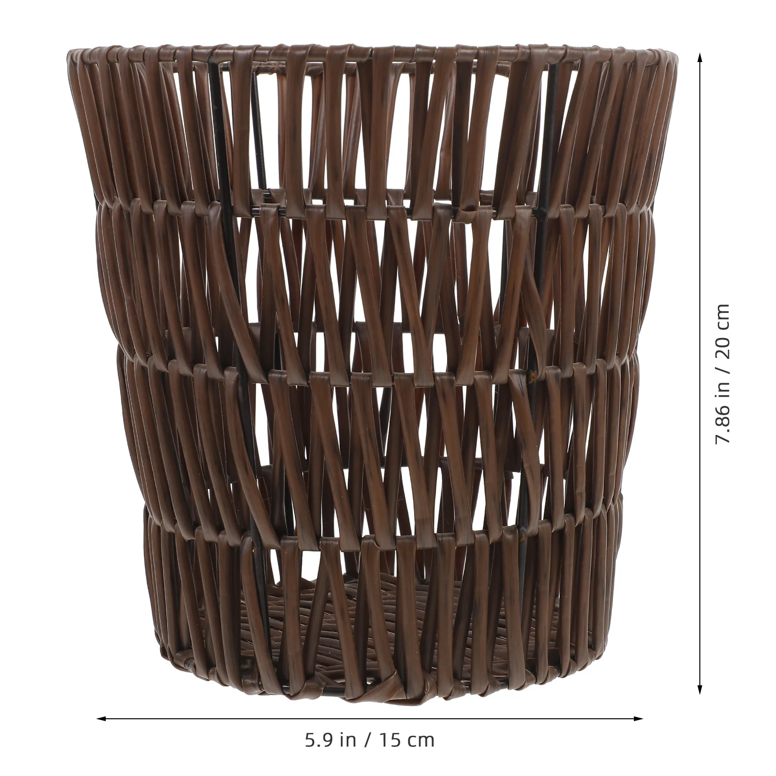 

Woven Waste Basket Small Size PP Iron Material Versatile Trash Bin for Home Living Room Study Room Storage