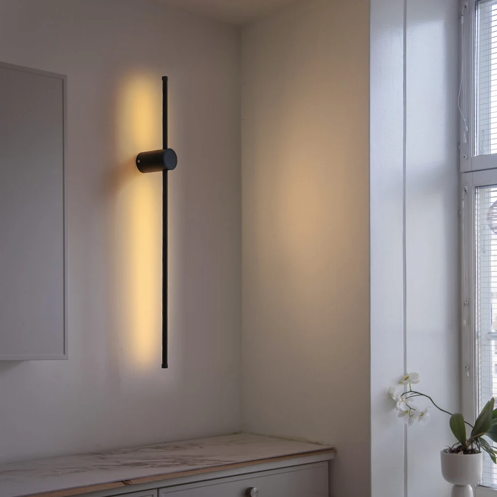 Modern LED Wall Lamp 350°Rotation Long Wall Light Bedroom Wall Sconce Living Room TV Sofa Background Indoor Lighting Fixture