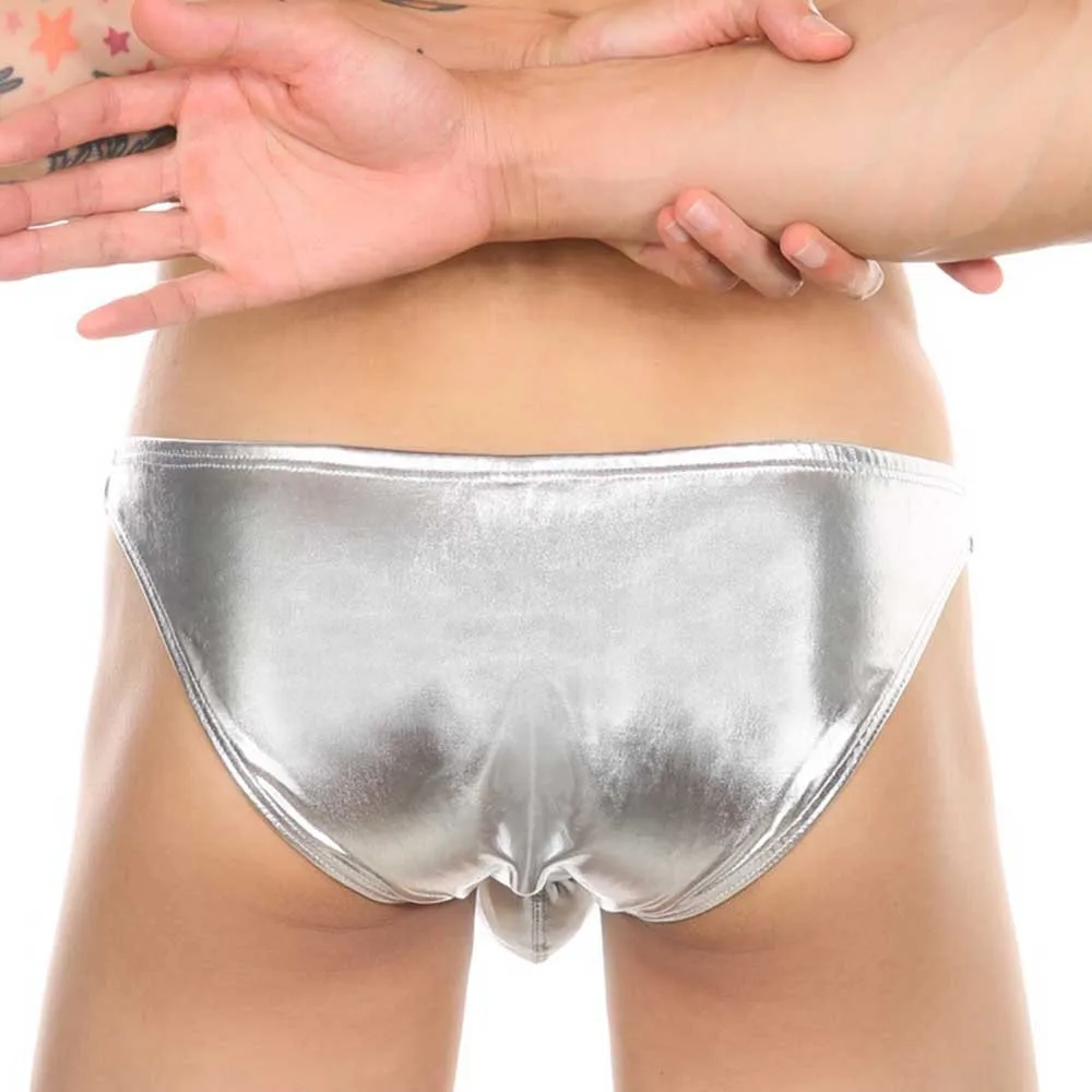 

Men's Panties Sexy Briefs Wet Look Underwear Imitation Leather PU Tanga Lingerie Gay Sissy Pouch Elastic Underpants Knickers