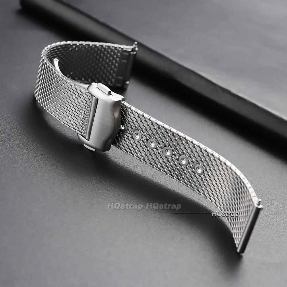 Edelstahl-Uhrenarmband 20 mm für Omega Seamaster 007 300 für Speedmaster Mesh-Armband mit Faltschließe Business-Armband – Detail 9