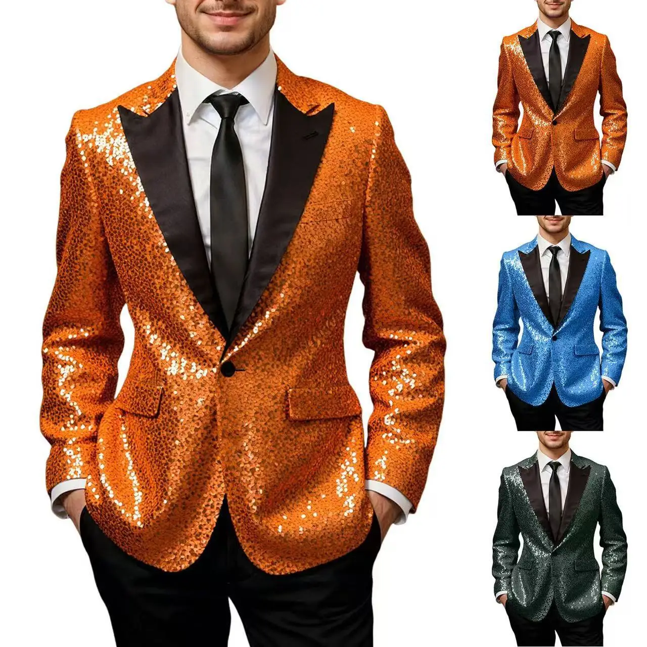 

2026 New Men Sequin Casual Suit Nightclub Performance Slim Fit Single Breasted Fashion Western Wear Multi Color Optional