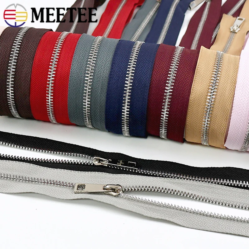 

10/30Pcs 5# Metal Zippers 40-80cm Open-End Zipper Clothes Replace Zips Luggage Closure Zip Repair Kits Bag Sewing Accessories
