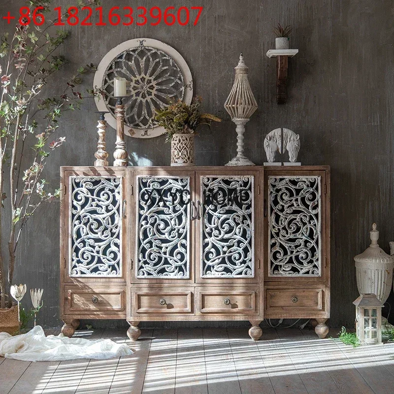 

Винтажный шкаф TAO в стиле ретро для гостиной, мебель для отелей типа «бекфрешинг», резной буфет-витрина