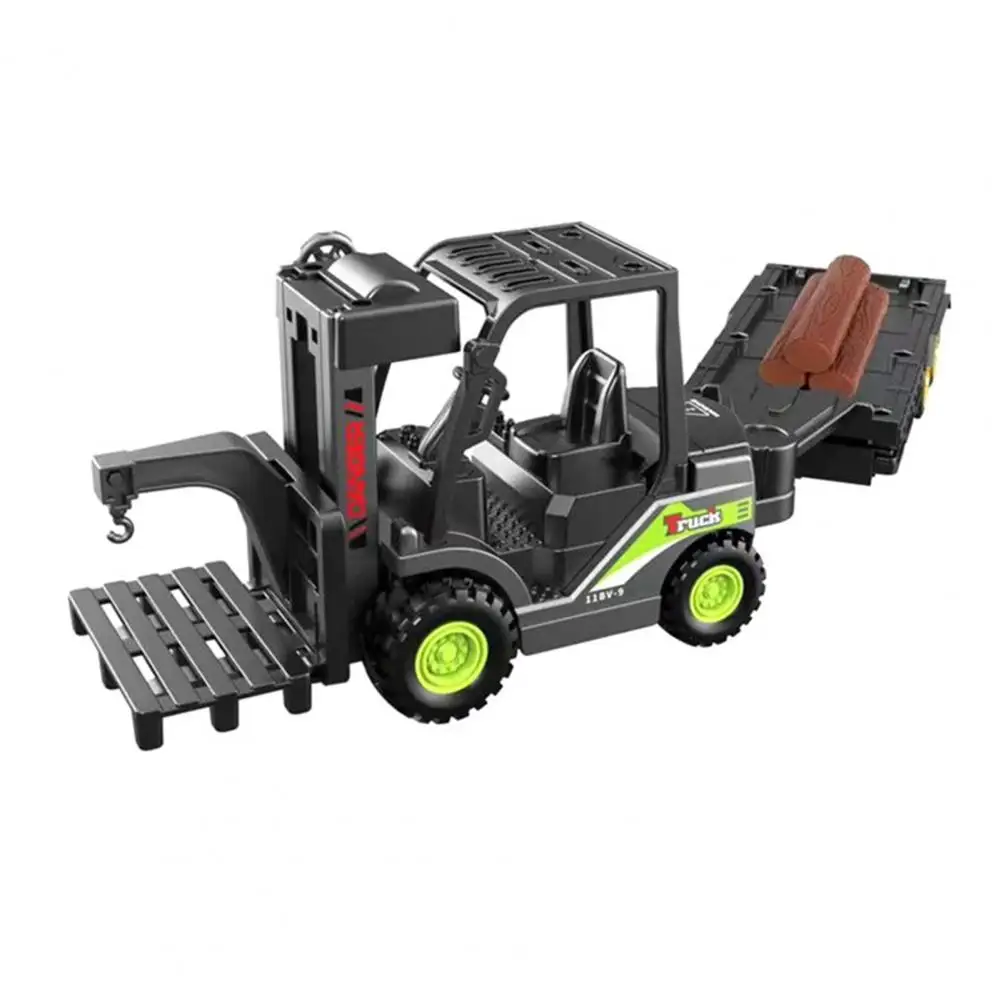 

1/55 Kids Alloy Forklift Truck Toy Inertial Drive Die-cast Fork Trailer Truck Toy Construction Vehicle Educational Lifting Crane