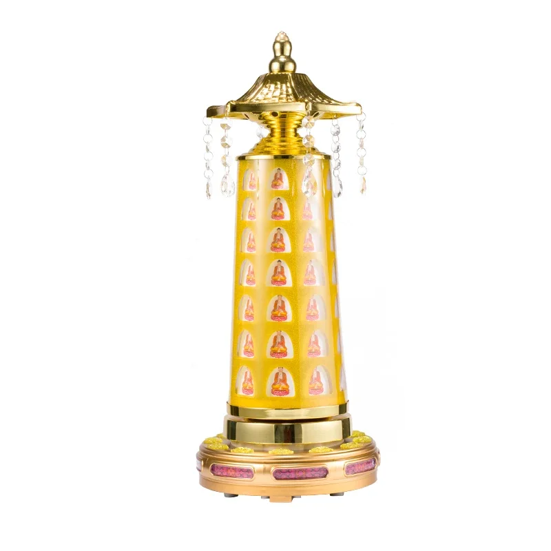 Led Rotating Thousand Buddha Tower Heart Sutra Tower Lotus Lamp Lamp for Buddha Worship Buddha Front Lantern Prayer Wheel Sutra