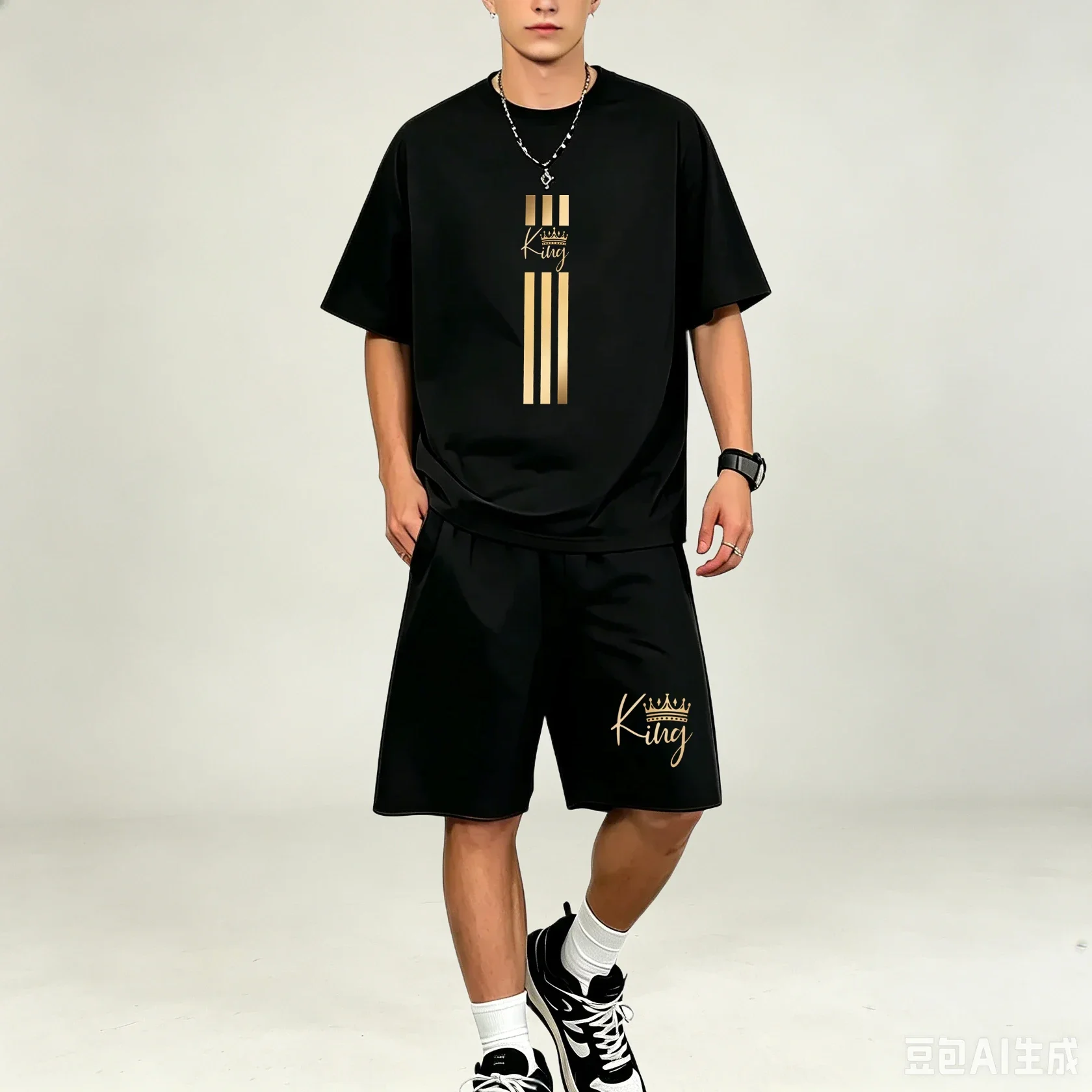 Ensembles de t-shirts d'été pour hommes, ensemble décontracté 2 pièces, hauts à manches courtes avec shorts à cordon de serrage, ensemble de t-shirts sport-loisirs très vendus
