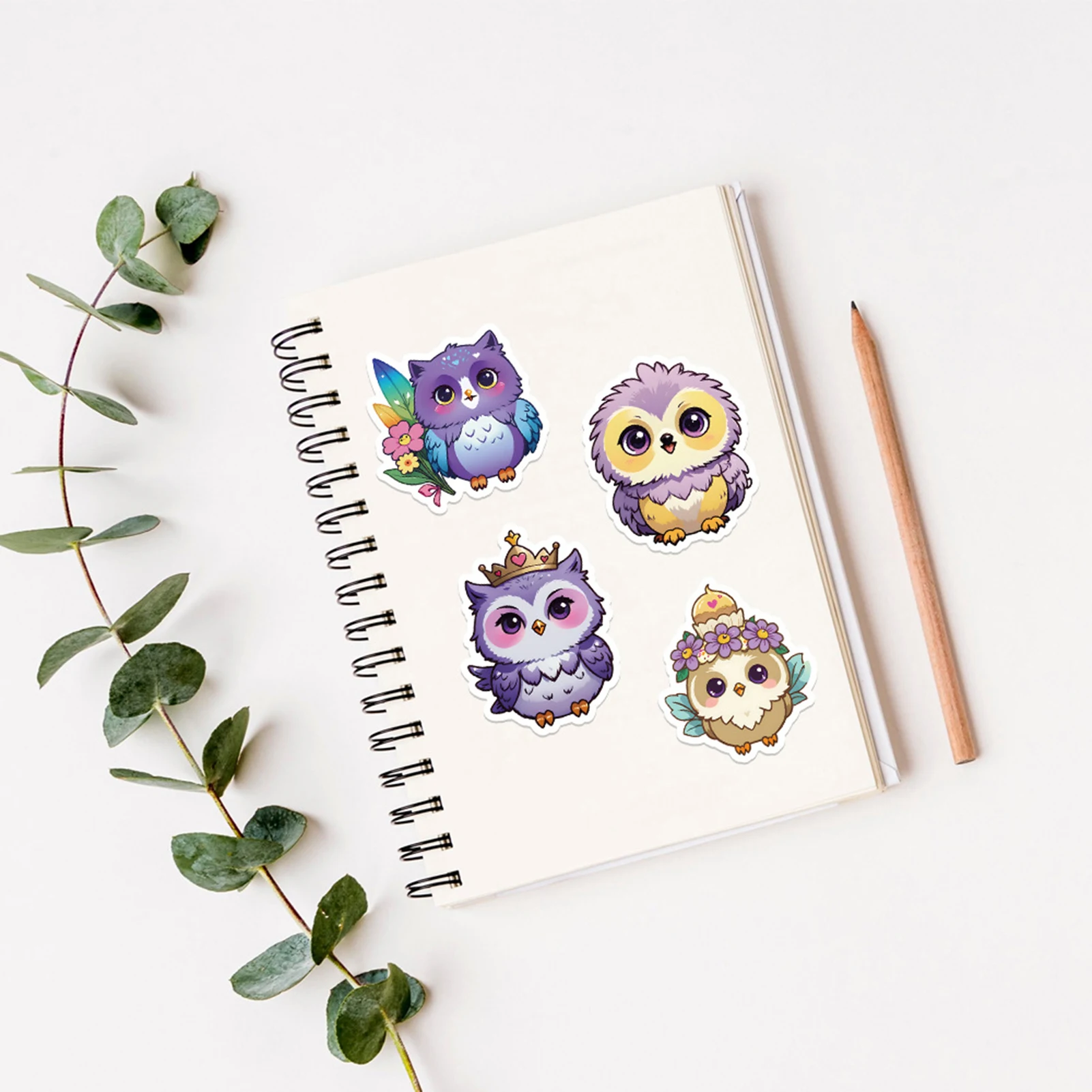 50 pegatinas de búhos, adhesiv - Art Craft Notebook reseña y precio