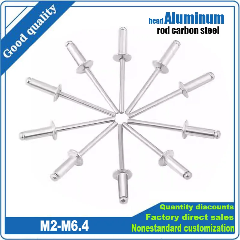 5/50ps GB12618 M2 M2.4 M3 M3.2 M4 M5 M6 M6.4 Aluminium Dome Round Pop Open Hollow Core Pulling Blind Dropper Self-plugging Rivet