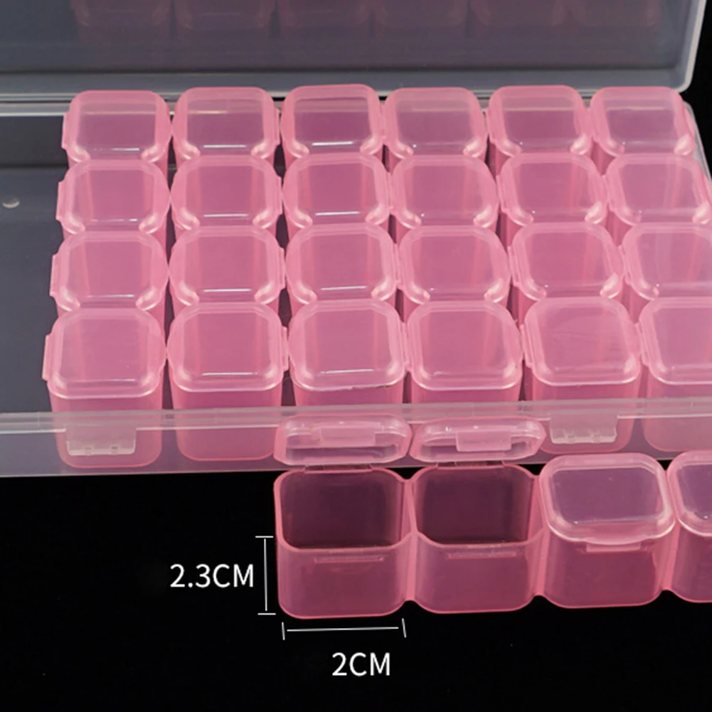 

28 Grids Nail Storage Box Detachable Rhinestones Jewelry Organizer Nail Art Tool