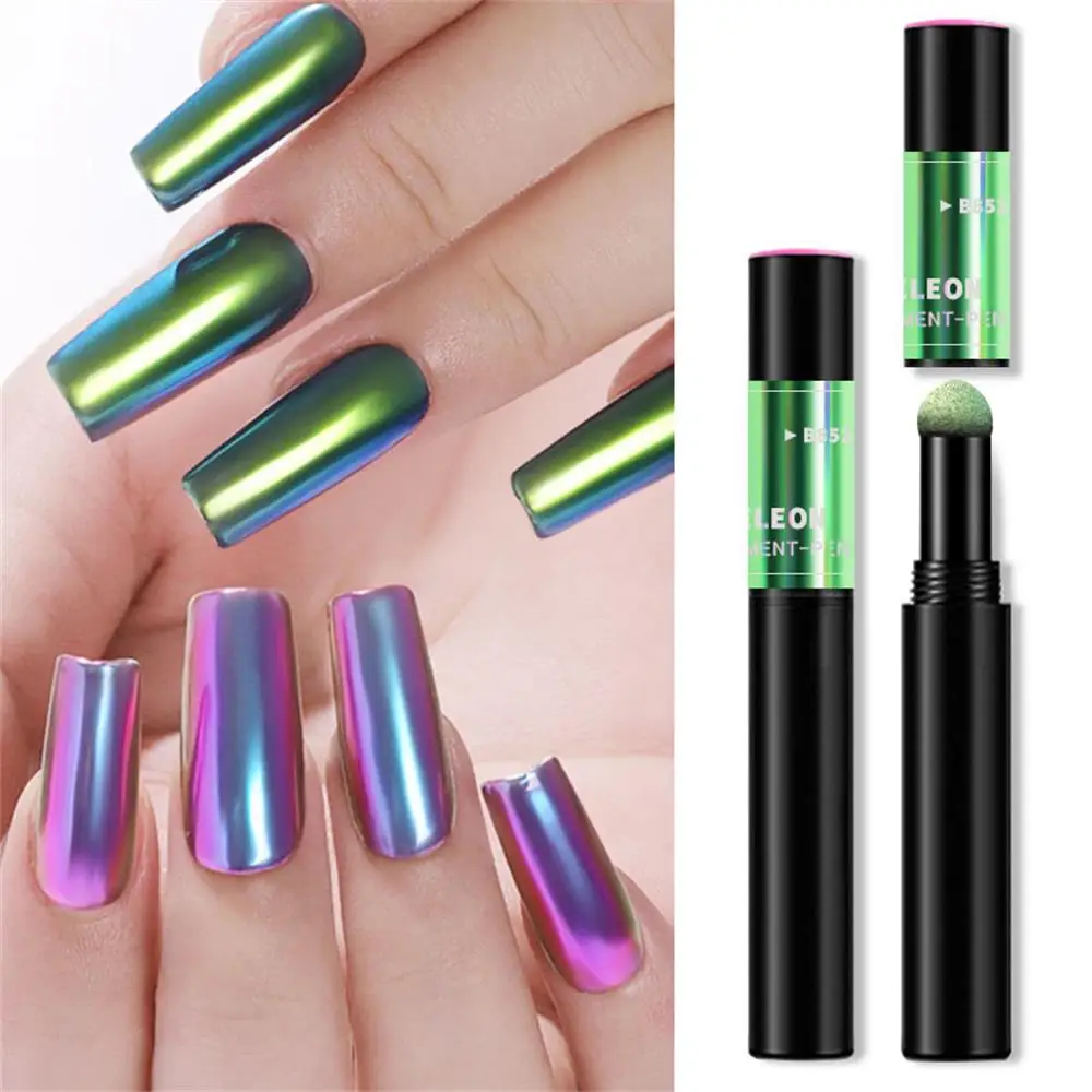 

Chameleon Nail Glitter Powder Cushion Pen Aurora Mirror Effect Dust Chrome Nail Art Pigment Holographic Nail Art Makeup Tools TB