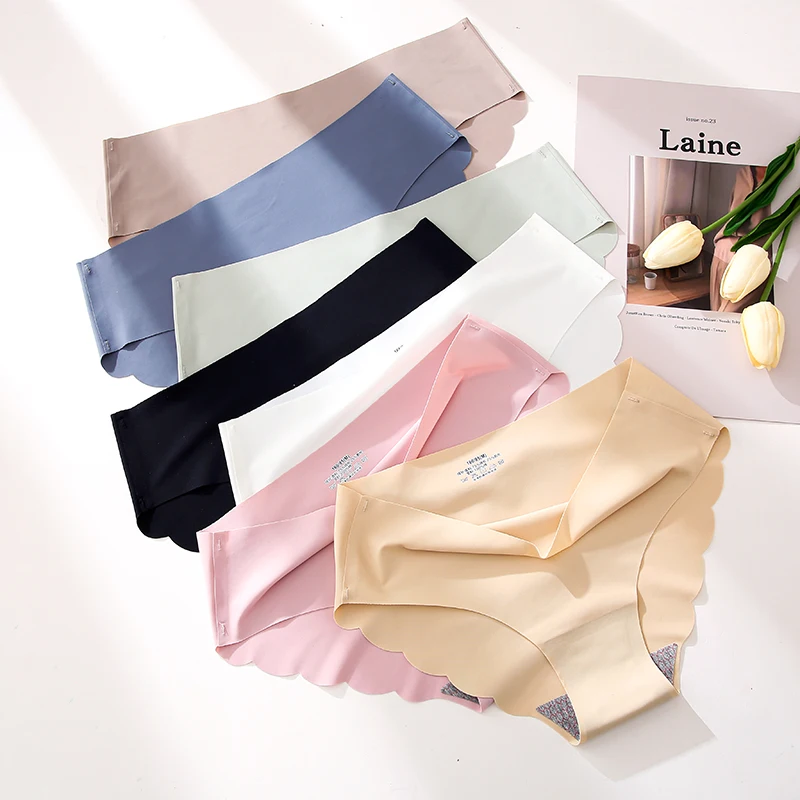 4PCS/Set Seamless Silk Briefs Sexy Panties For Women Mid Waist Comfortable Girl… - Image 3
