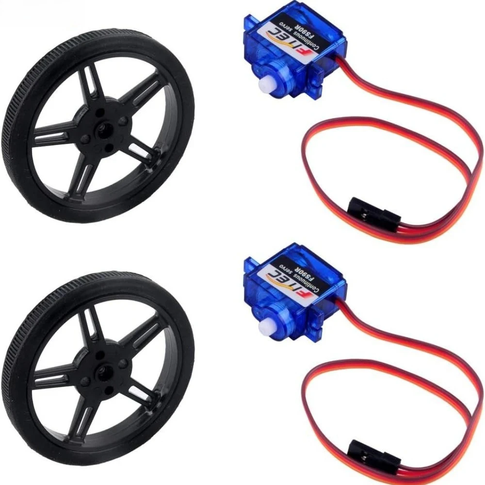 Picture 3: 2Sets Feetech FS90R Micro Continuous Rotation Servo Analog Motor 360 Degree + RC Tire Wheel for Arduino Microbit Smart Car Robot