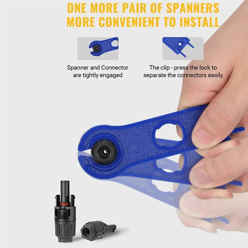 A92P Solar Panel Cable Connectors Adapter 20 Pieces 10 Pairs Male/Female IP68 1000V 30A With 2 Spanners 10AWG