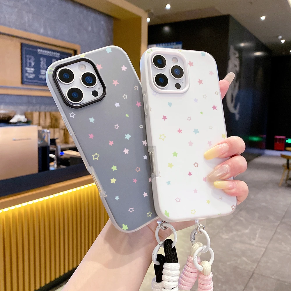 Korean Stars Handgelenkschlaufe 2-in-1 Handyhülle für iPhone 17 11 13 12 14 15 16 Pro Max XS XR X 7 8 Plus 17 Air mit Lanyard-Abdeckung – Detail 6