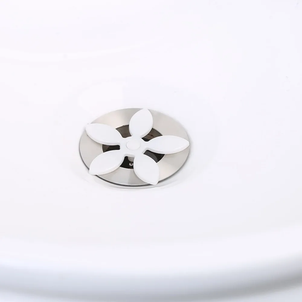 Quality Flower Shape Drain Hair Catcher Anti-Clog Drain Protectors Hair Cleaning Chain Hair Catcher Chain Hook Kitchen
