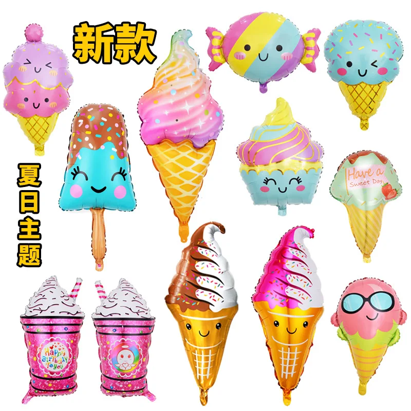 

Ice Cream Cone Popsicle Shaped Aluminum Balloon Ice Cream Shape Summer Birthday Party Decoration Children's Day Baby Shower