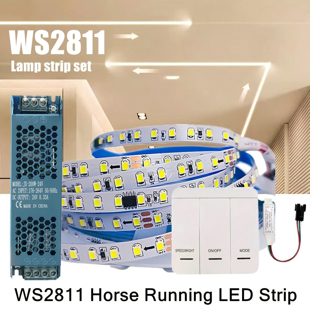 24V Running Water WS2811 SMD2835 LED Strip Flowing Light Wireless Controller Flexible Lamp Ribbon 126Leds/M IP30 10M 20M Kit