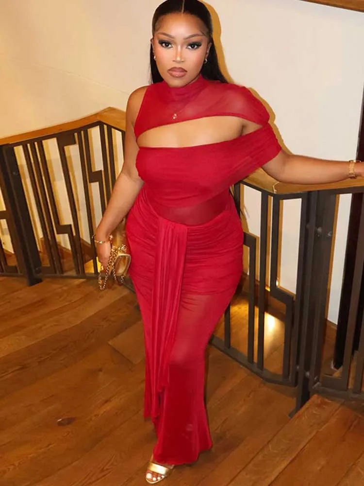 Damska czerwona sukienka świąteczna dzianinowa z wycięciem przy dekolcie seksowne sukienki damskie okrągły dekolt elegancka szykowna wieczorowa długa sukienka wyszczuplająca talię