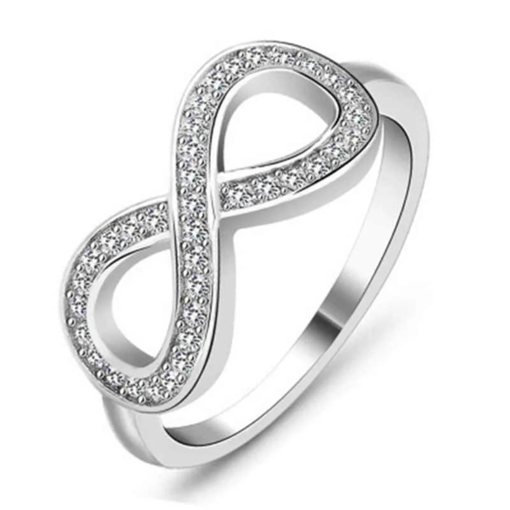 Simple Personality Shiny Micro-inlay 5A Zircon Infinite Number 8 Ring for Women Fashion Versatile Stainless Steel Finger Jewelry