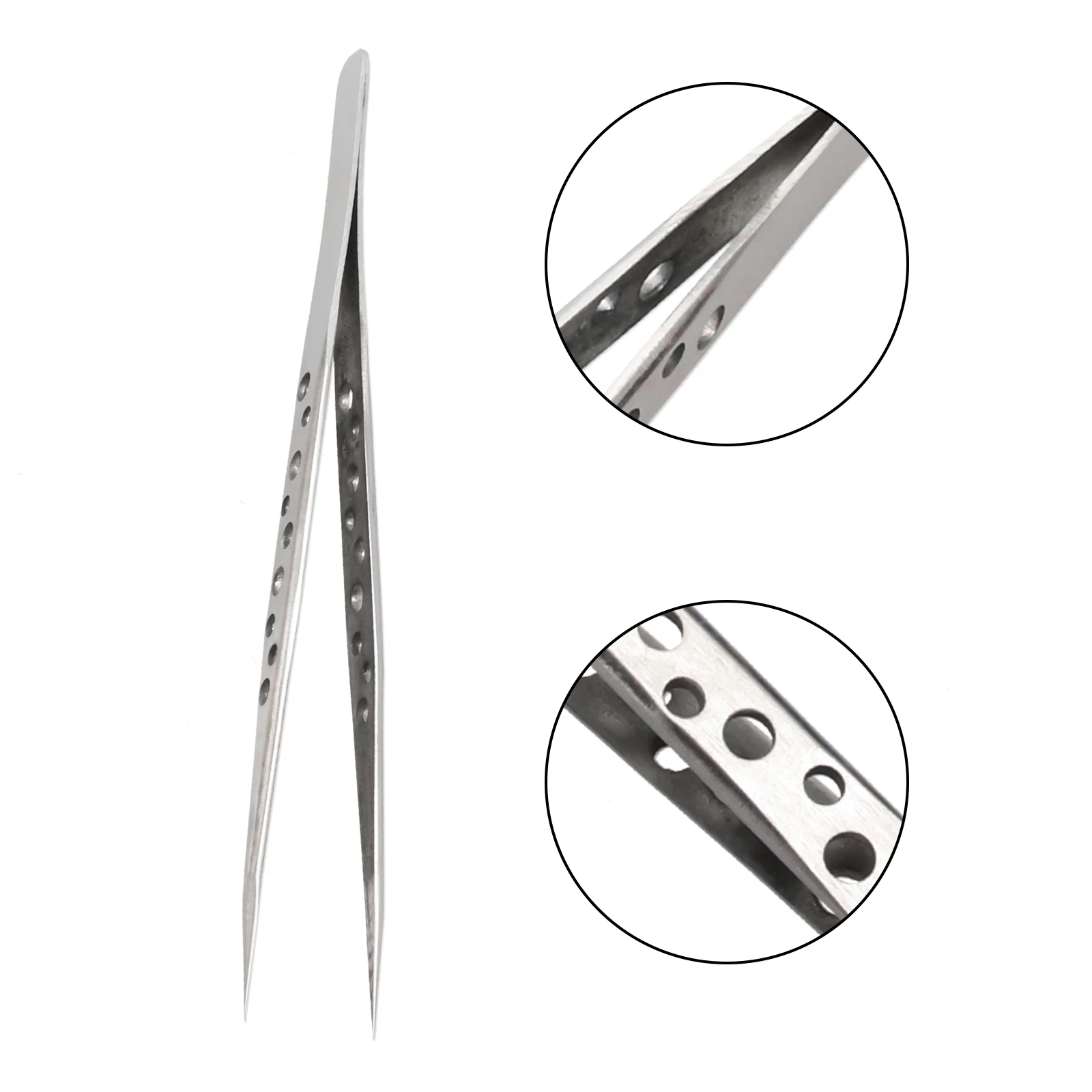 

1PCS 124/140mm Stainless Steel Tweezers Straight/Curved Tip Perforated Tweezers Hand Repairing Tool For Precision Parts Watch