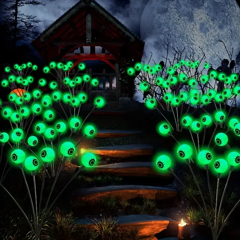 Halloween Ghost Eye Solar String Lights Eyeball Stake Lights Outdoor Garden Yard Decoration Holiday Christmas Party Display