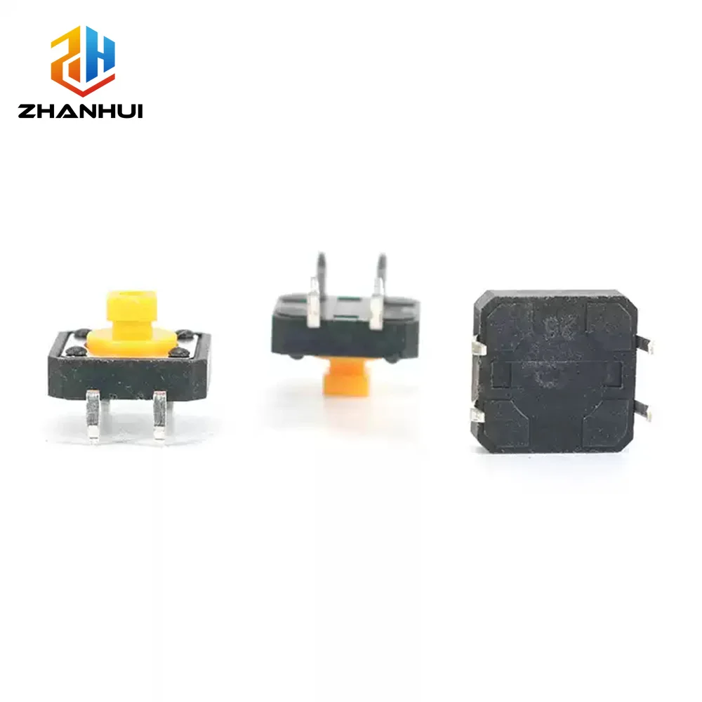 20Pcs 12x12x7.3mm Tactile Push Button Switch, Yellow Momentary Tact Switch, 4-Pin Micro Switches for Arduino DIY Electronics