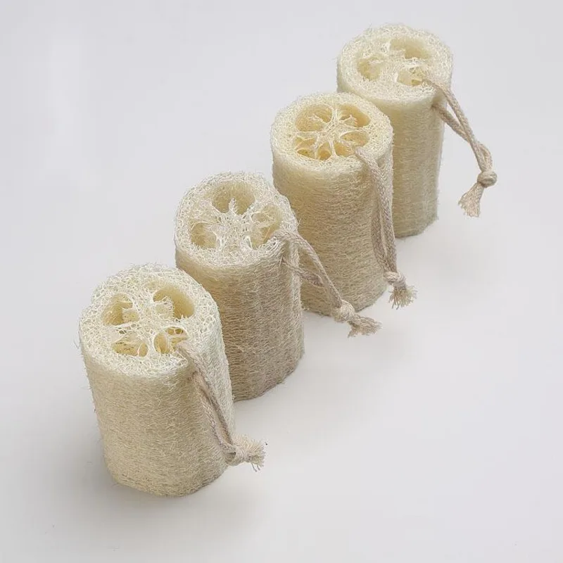 2 Pcs  Loofah Skin Exfoliating 4-inch Loofah Section With Cotton Rope Bath Tools Easy To Clean