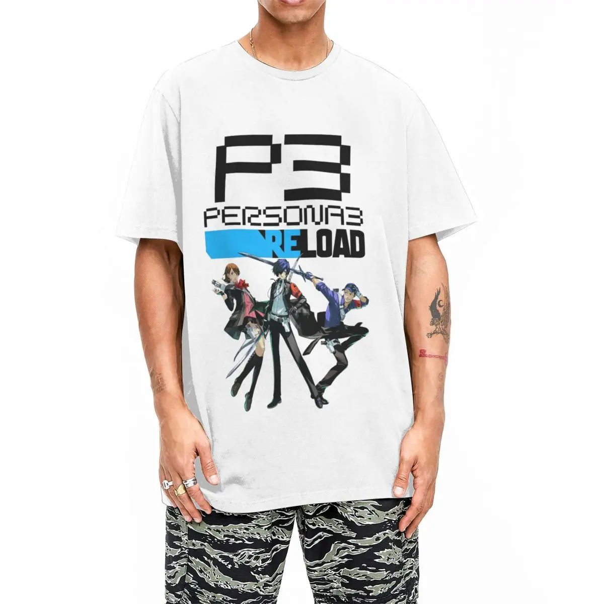 Novelty Persona 3 Reload Characters T-Shirt For Men Women Cotton Short Sleeve Crewneck TopsTops