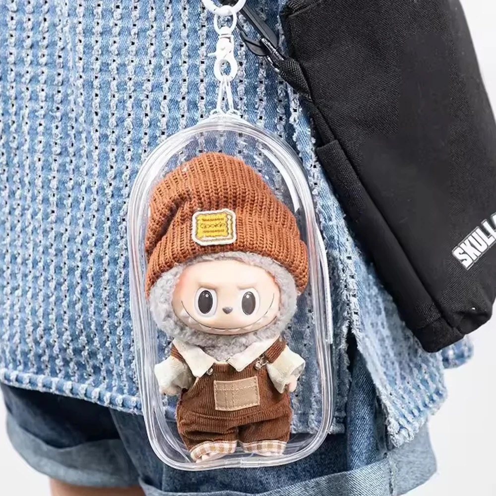 컬러풀 투명 보호 케이스 정리함 라부부 V1 V2 V3 V4 플러시 인형 외출용 보호 가방 인형 액세서리