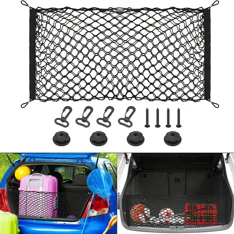 Universal Car Trunk Storage Net Fixed Elastic Net Adjustable Mesh Bag Pocket Trunk Cargo Luggage Storage Organizer