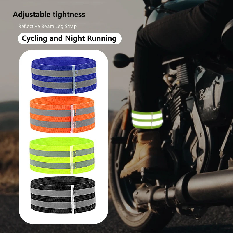 

Leg restraint belt with night warning double reflective visible cycling elastic tightening belt for mountain bike riding at nigh
