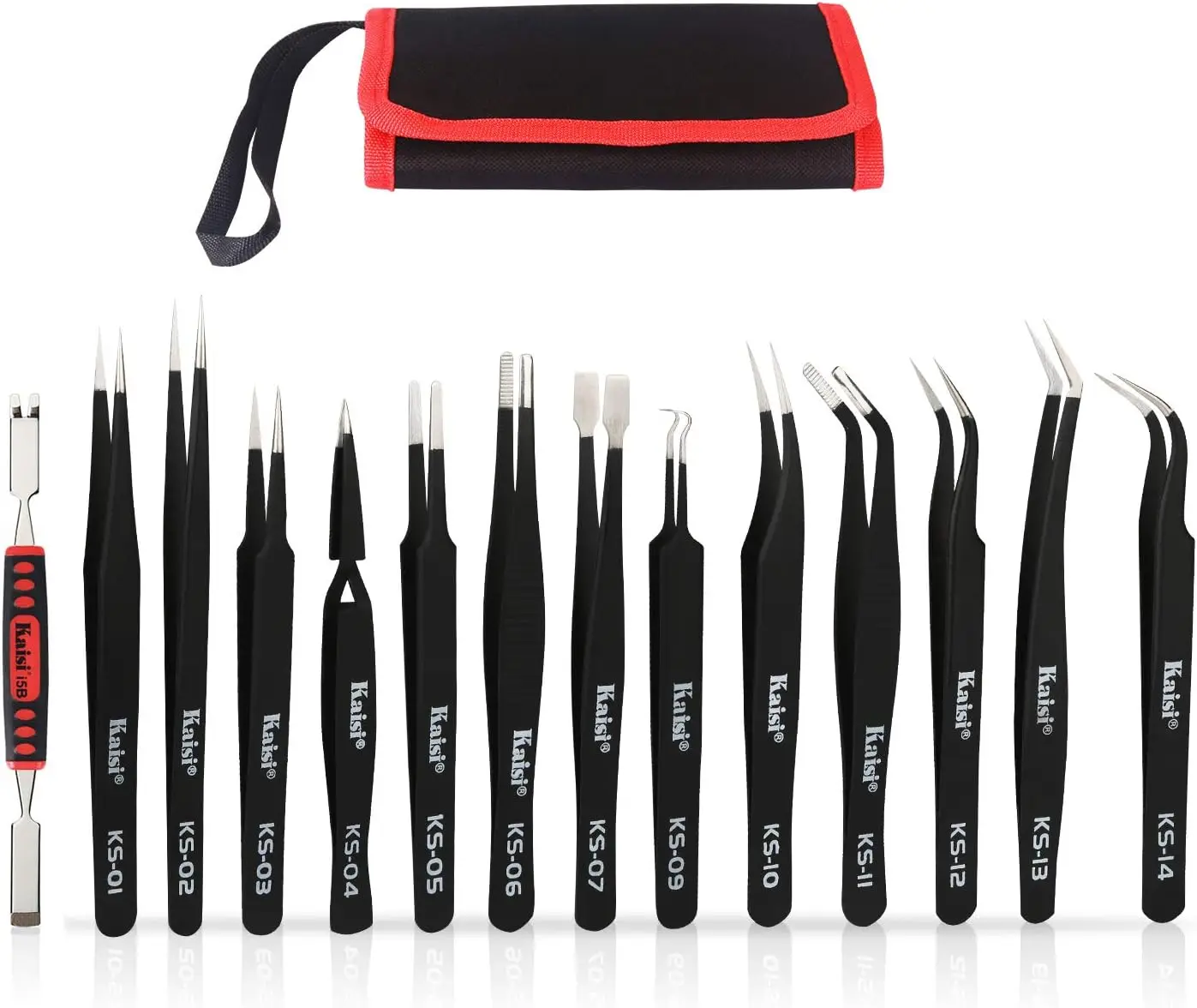 

13-Piece Precision Tweezers Set with Anti-Static Coating, Non-Magnetic Stainless Steel, for Electronics Repair and Jewelry