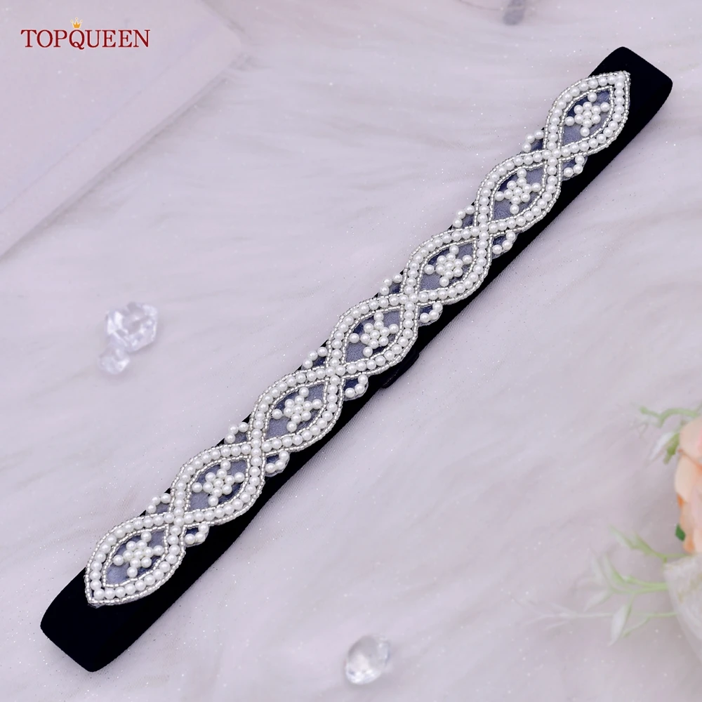 TOPQUEEN Phụ Nữ Thời Trang Vành Đai Đàn Hồi Phụ Nữ Phụ Kiện Ngọc Trai Sang Trọng Dress Sash Hàng Ngày Đảng Nữ Gown Tráng Handmade S353A-D