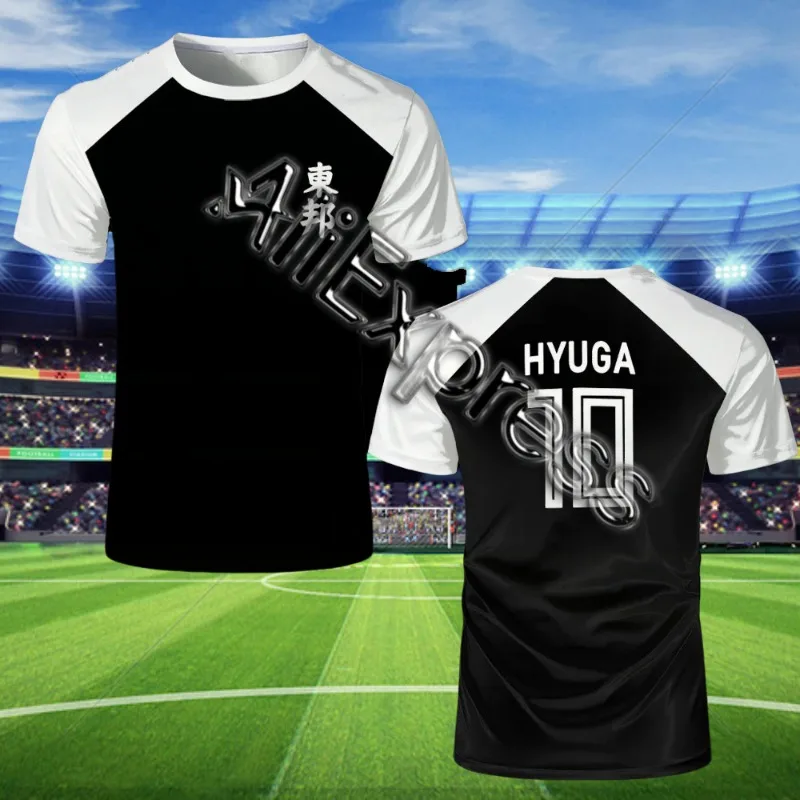 Captain Tsubasa Anime Tshirt Hyuga Animation Cosplay Short-sleeved 3D Printed Football Jersey T-shirts Mens Designer Clothes