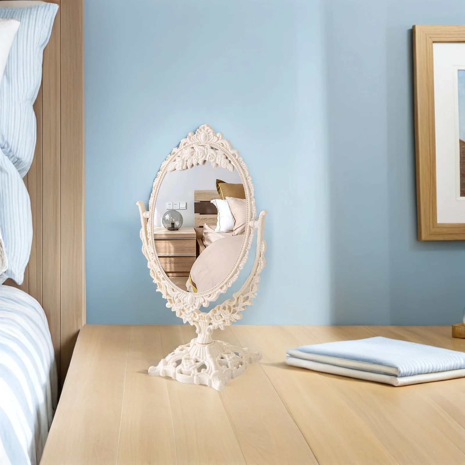 Elegant European Vintage Makeup Mirror Retro Tabletop Desk Vanity Mirror for Bedroom Home Decor Makeup Mirrors