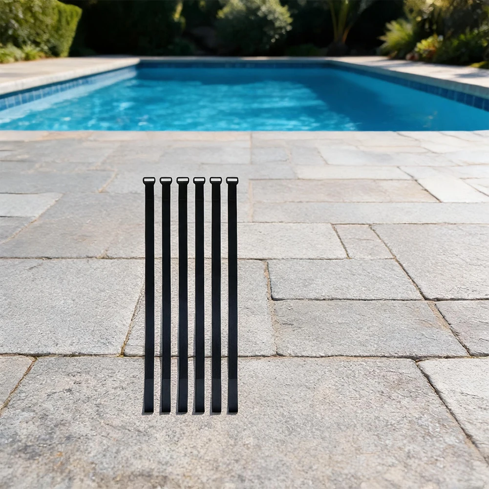 6 Adjustable Pool Cover Straps Compatible with Most Common Pool Cover Materials Including Polyethylene Vinyl and Mesh Fabrics