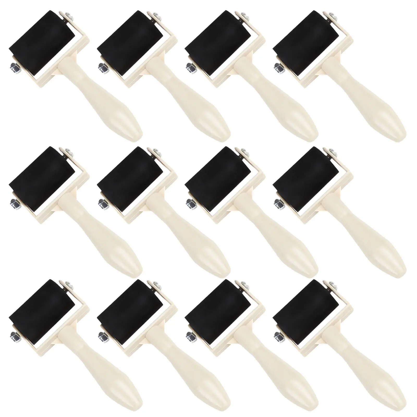 12Pcs Rubber Rollers Printmaking Roller Tools Textured Ink Rollers Manual Handles for Creative Crafting Painting Printing