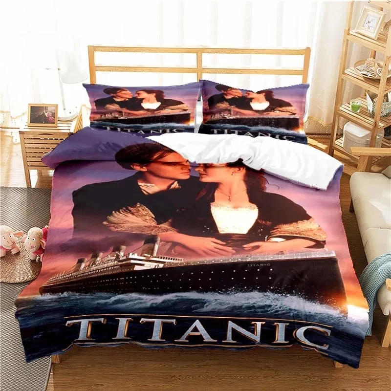 Imagem -03 - Filme Titanics Bedding Conjunto para Meninos e Meninas Capa de Edredão Fronha Cama Queen Size Têxtil Doméstico Moda Adulta Crianças