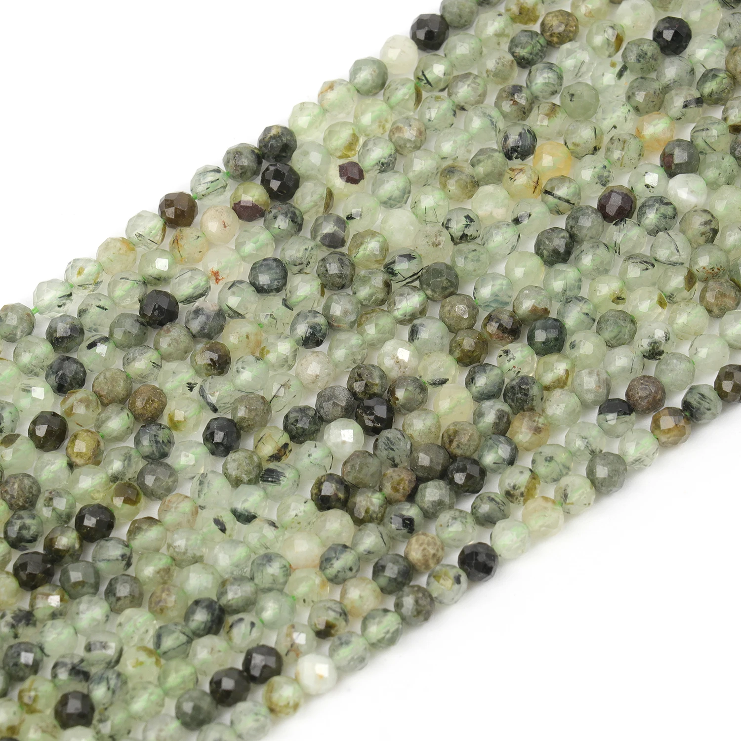 2/3/4mm Faceted Green Prehnite Natural Stone Beads Round Tiny Beads For Jewelry Making DIY Necklace Bracelet Accessories 15''
