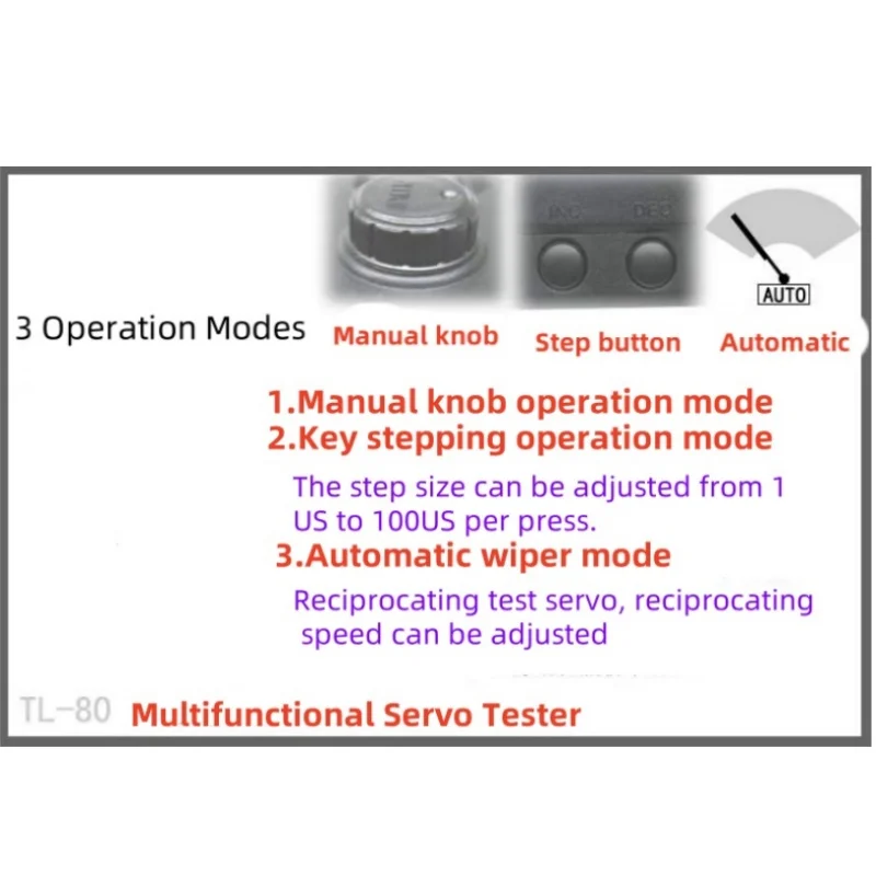 Multi-função programável Servo Tester, Digital Steering Gear Performance para RC Robot Aircraft Helicopter Car Servo, TL80