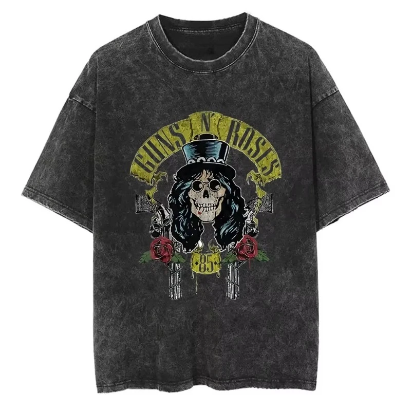 

Guns N Roses Slash 85 Washed Vintage T-shirt Unisex Summer Casual T Shirts Men's Women's Fashion Vintage Oversized Short Sleeve
