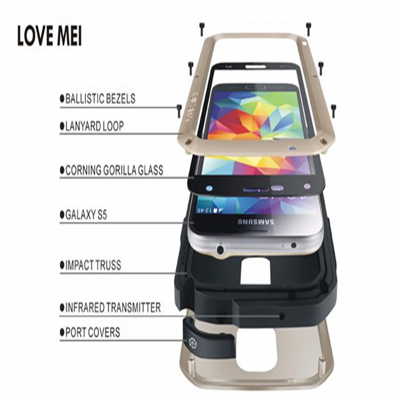 Imagem -03 - Original Amor Mei Vida Waterproof Case de Metal para Samsung Galaxy s6 s7 Borda s8 s9 S10 Plus S10e Nota Borda a3 a5 a7 a9 A8s